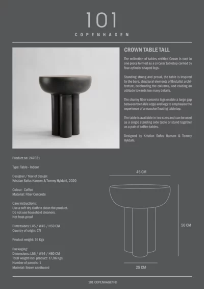 fiche produit table crown